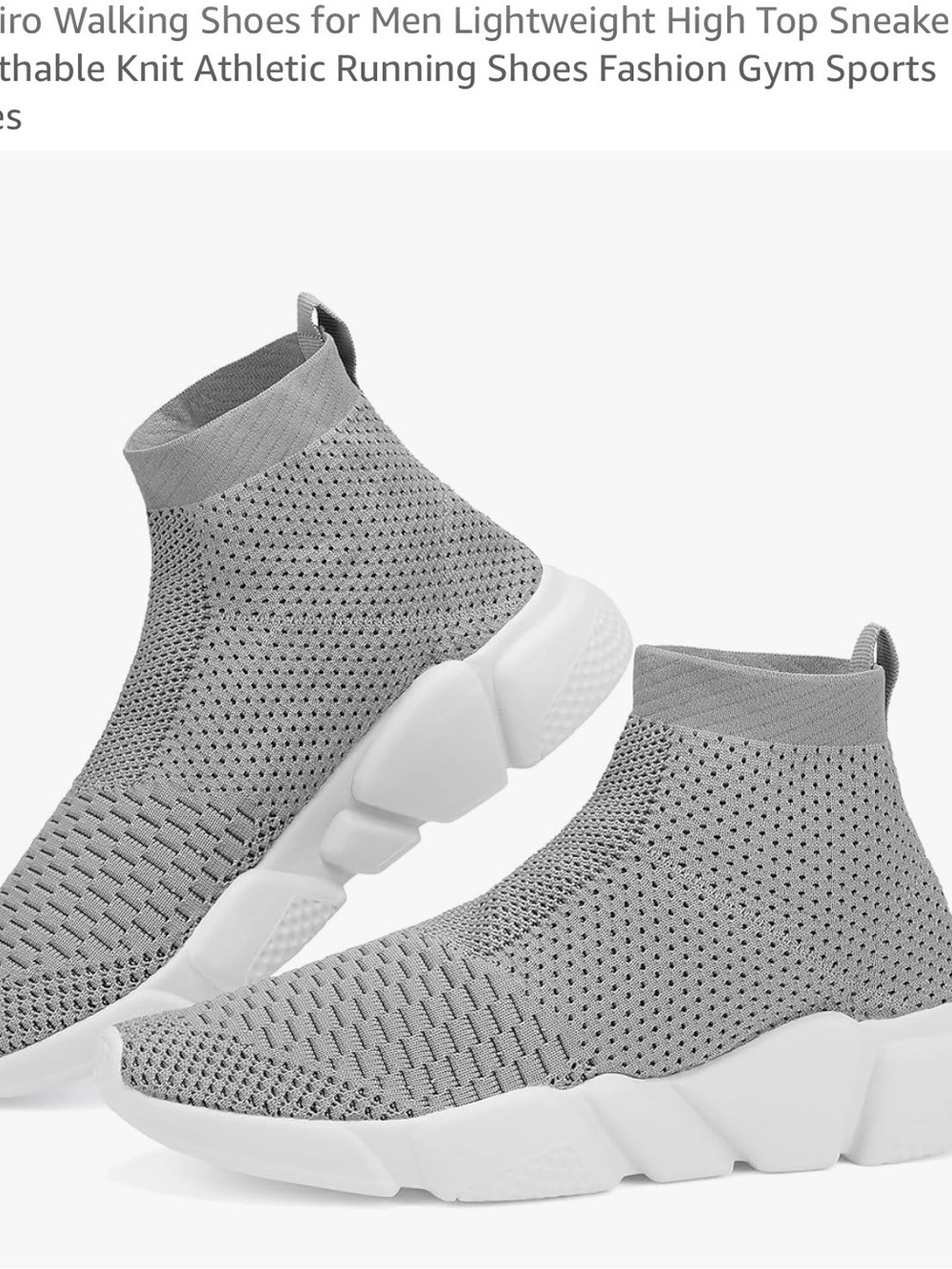 Lightweight Grey Knit Sock Sneakers with White Sole